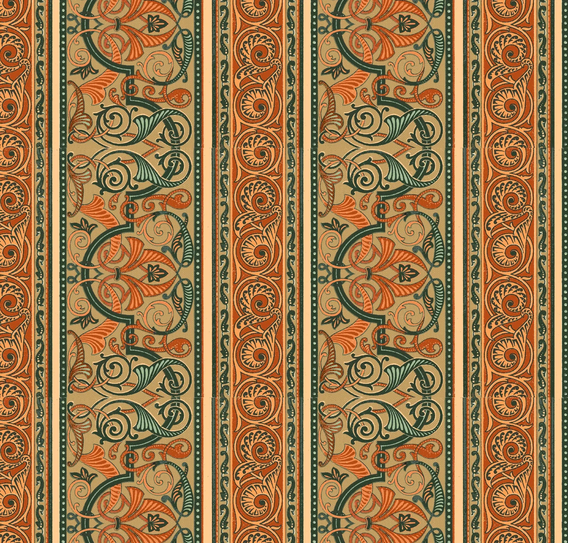 Spice Bazaar ornate orange and teal damask wallpaper
