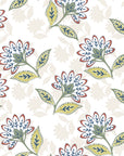 Smooth folk botanical floral sprig peel and stick wallpaper - Spice Garden creating ambiance in a bathroom