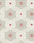 Textured linen Nordic snowflake medallion peel and stick wallpaper - Star Petal creating ambiance in a bathroom