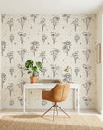 Star & Petal elegant line art floral as a feature wall in a bright home office