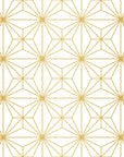 Self-adhesive wallpaper featuring a star-shaped geometric pattern in white and gold