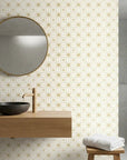Starlight Geometry gold geometric star wallpaper creating ambiance in a serene bathroom