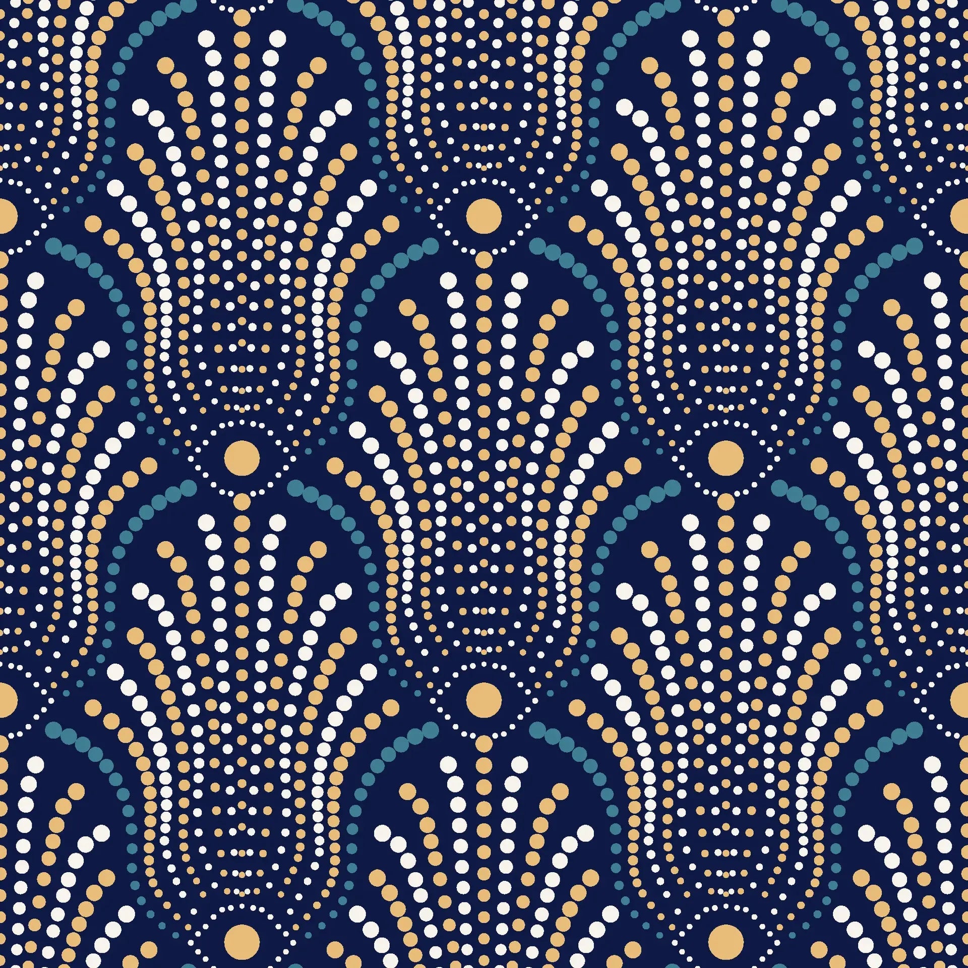 Starlit Swirl vibrant navy and gold dot pattern wallpaper