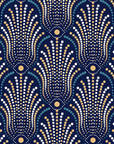 Starlit Swirl vibrant navy and gold dot pattern wallpaper