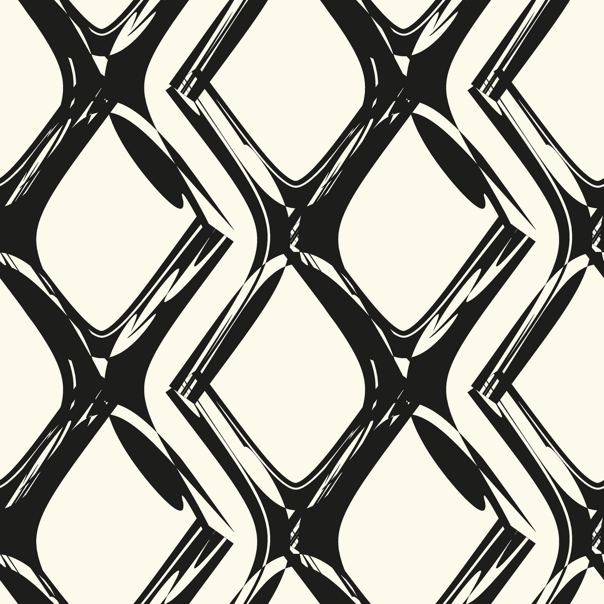 Abstract black and white geometric grid wallpaper featuring a distorted, peeling effect, titled 'Static Quake'