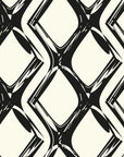 Abstract black and white geometric grid wallpaper featuring a distorted, peeling effect, titled 'Static Quake'