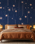 Stellar Bloom celestial sky wallpaper adding character to a cozy bedroom