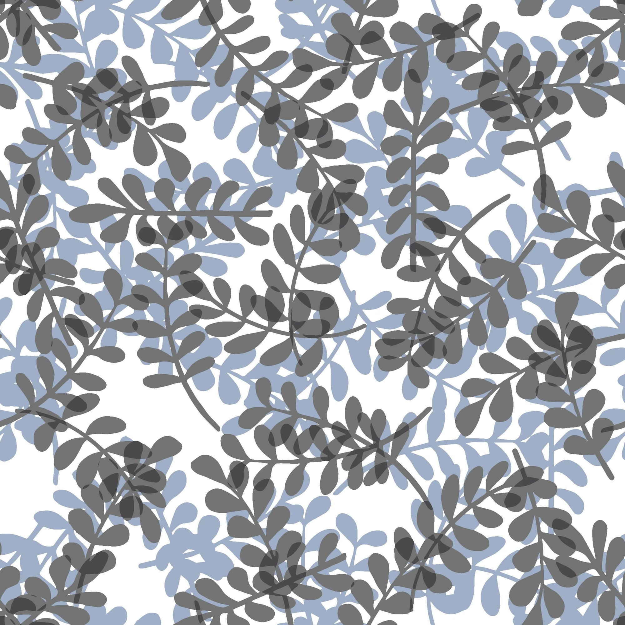 Still Morning blue and grey botanical wallpaper