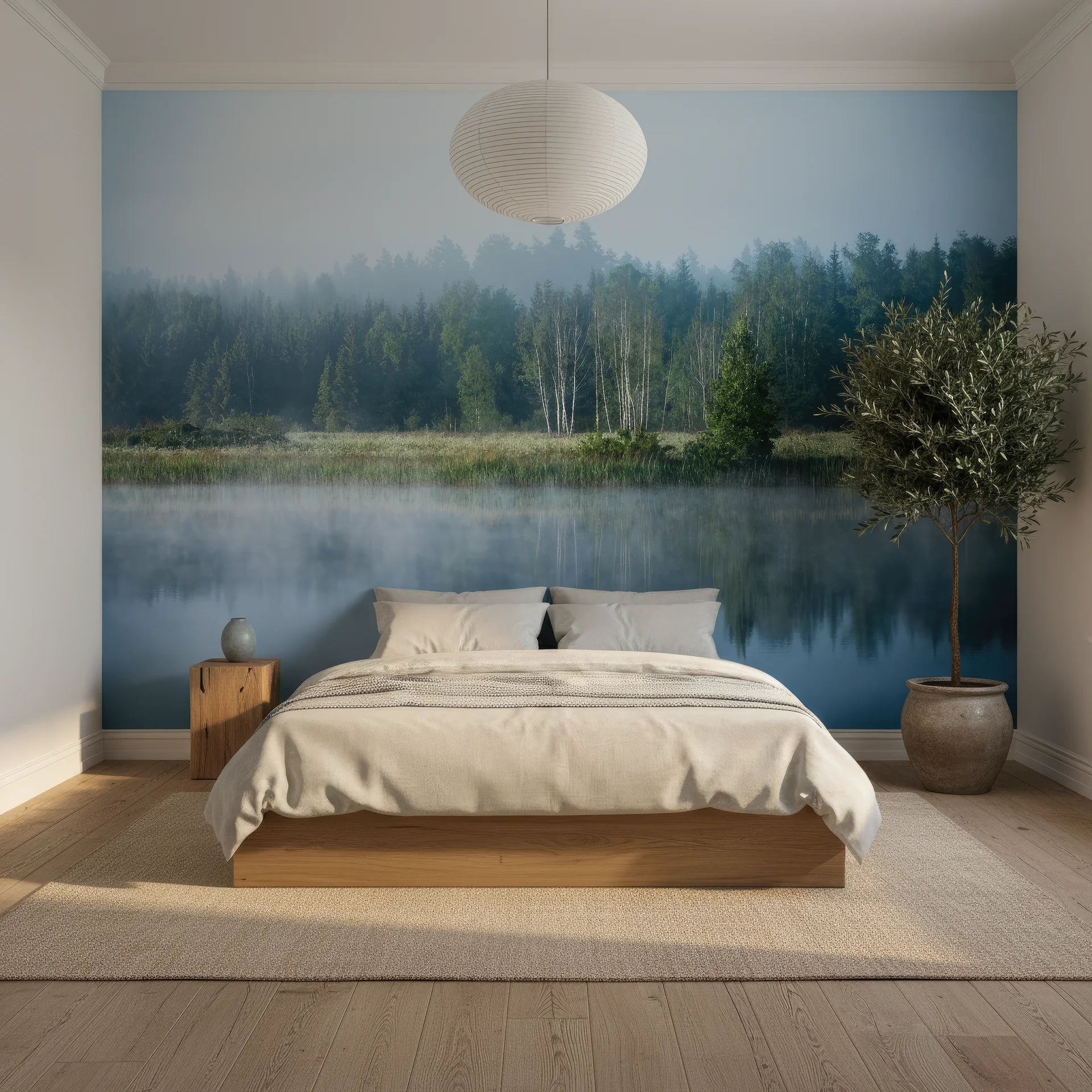 Completely serene and still natural landscape removable wallpaper