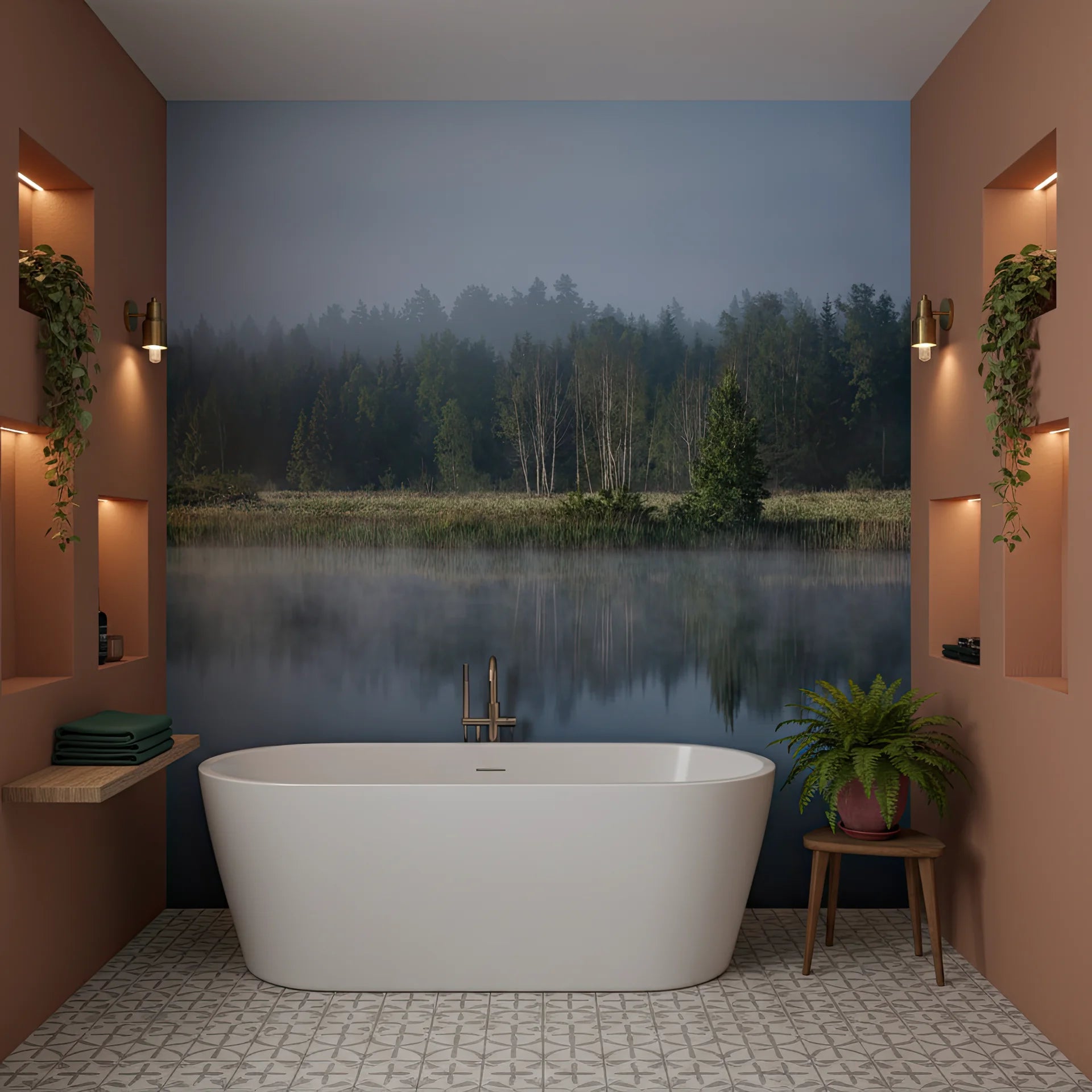 Calm still waters and quiet landscape removable wall mural