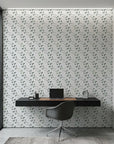 Stone Garden minimalist green sprig as a feature wall in a bright home office