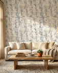 Stone & Sky soft neutral stone inspired texture wallpaper in a warm and inviting living room