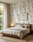 Stone & Sky soft neutral stone inspired texture wallpaper adding character to a cozy bedroom