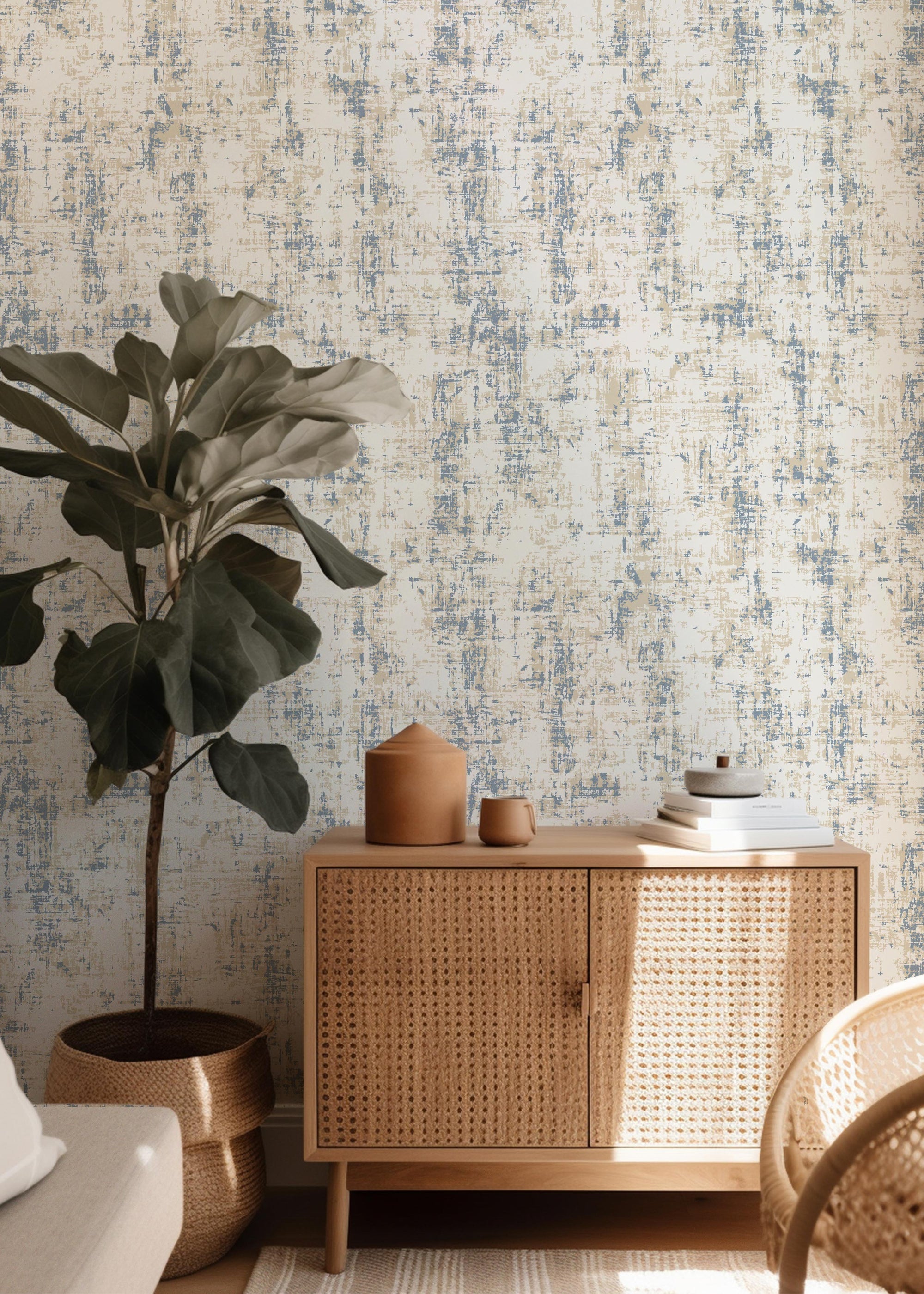 Stone & Sky textured wallpaper pattern detail in gray and blue neutral tones