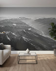 Dramatic rocky mountain landscape with snow removable wallpaper