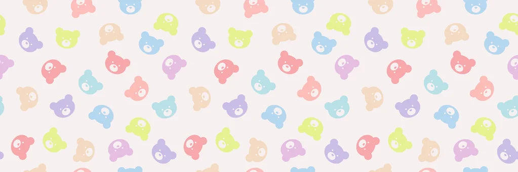 Cream pastel teddy bear head pattern peel and stick wallpaper -Sugar Dreams