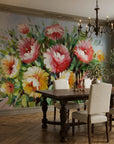 Summer Bouquet elegant pink floral wallpaper adding character to a cozy bedroom