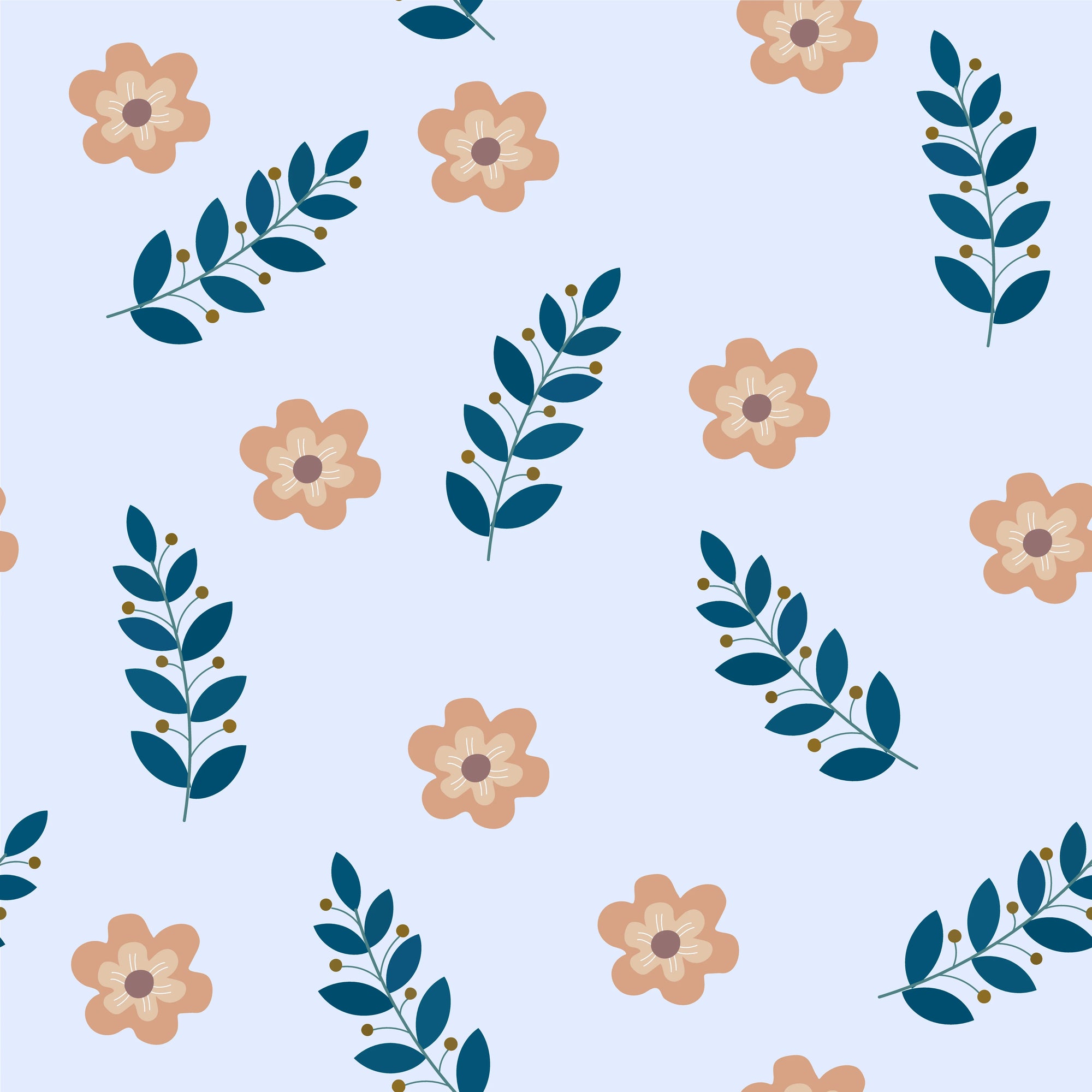 Smooth blue floral peel and stick wallpaper for cheerful nurseries - Summer Story