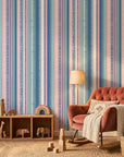 Sunday Stripe pastel hand-drawn stripe wallpaper adding character to a cozy bedroom