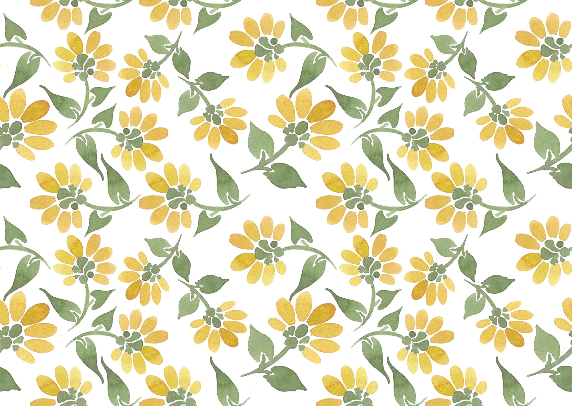 Smooth watercolor yellow daisy botanical peel and stick wallpaper - Sunlit Meadow creating ambiance in a bathroom
