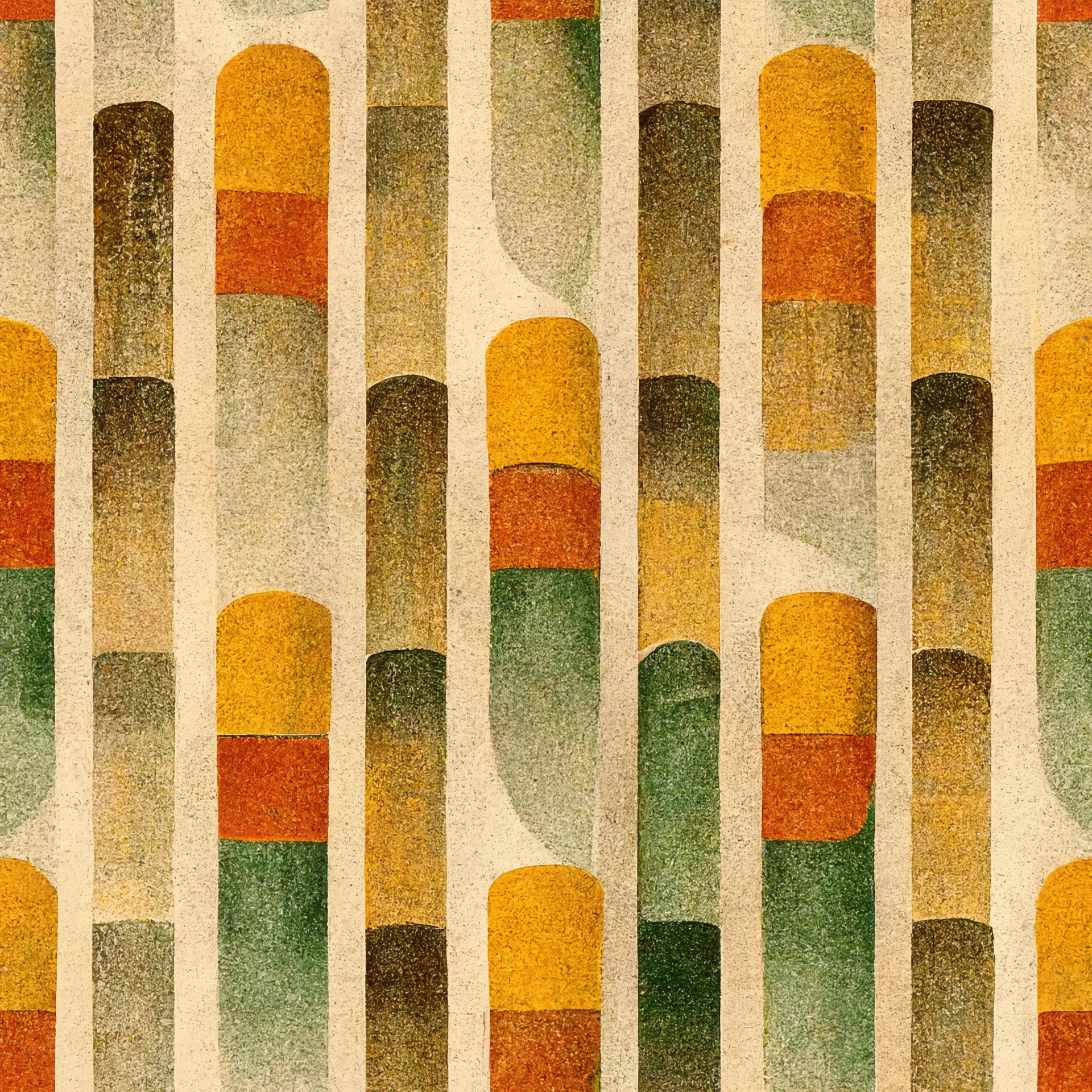 Sunlit Pillars retro geometric column wallpaper