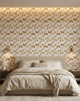 Sunlit Shards neutral geometric peel and stick wallpaper adding character to a cozy bedroom