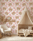 Sweet Dreams cozy children’s wallpaper in a warm and inviting living room