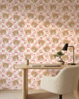 Sweet Dreams cozy children’s wallpaper as a feature wall in a bright home office