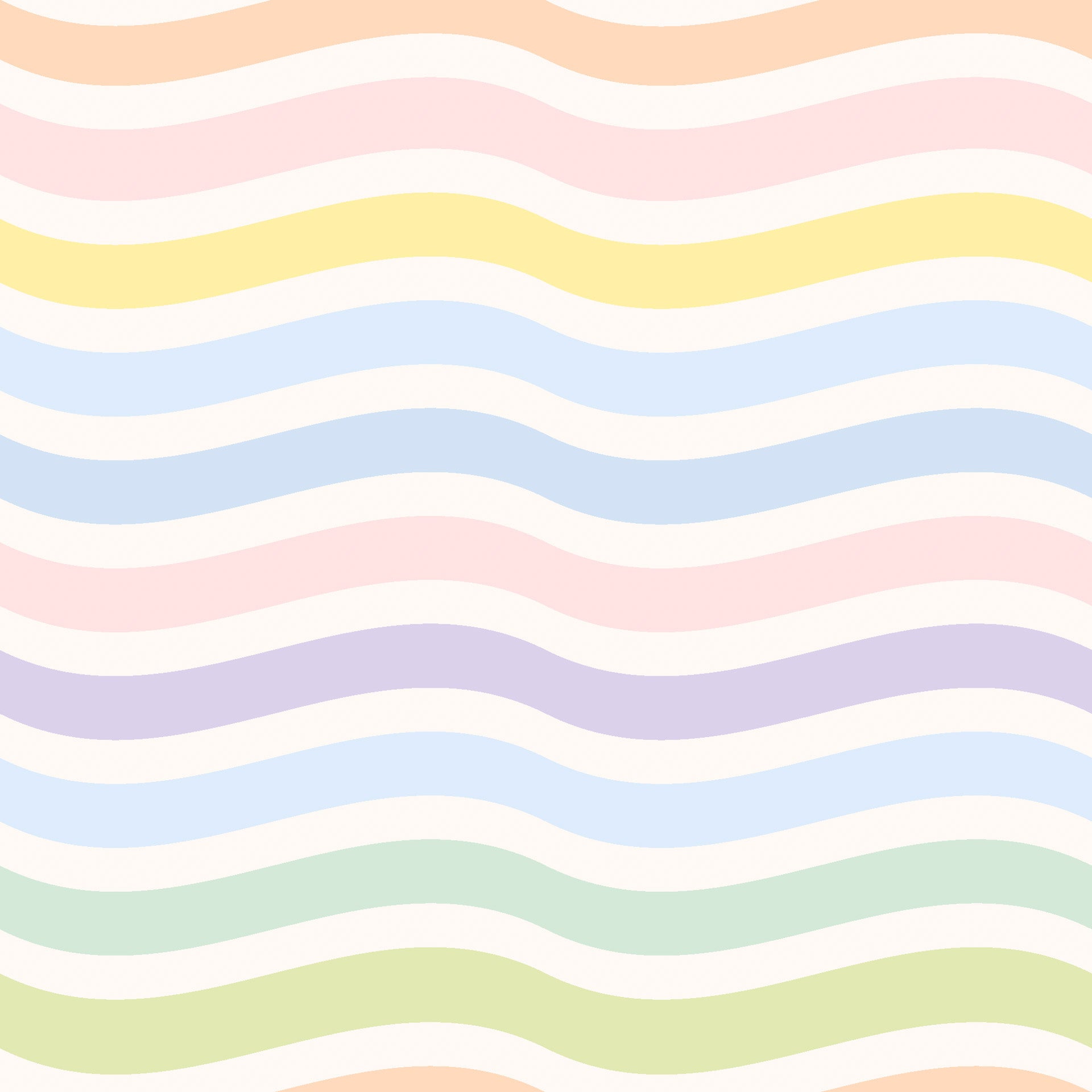 A white-grounded wall paper exhibiting peaceful, horizontal bands of pastel colors in a gentle wave structure