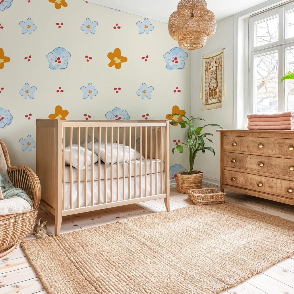 Removable wallpaper displaying a whimsical arrangement of pink popsicles and floral motifs in a seasonal theme - Sweet Bloom