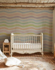 Multicolored hand-drawn doodle pattern featuring muted tones over an ivory self-adhesive wall covering - Sweet Flow