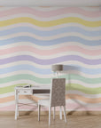 Artistic abstract scribbles in soft pastel shades on a neutral cream background peel and stick wallpaper - Sweet Flow