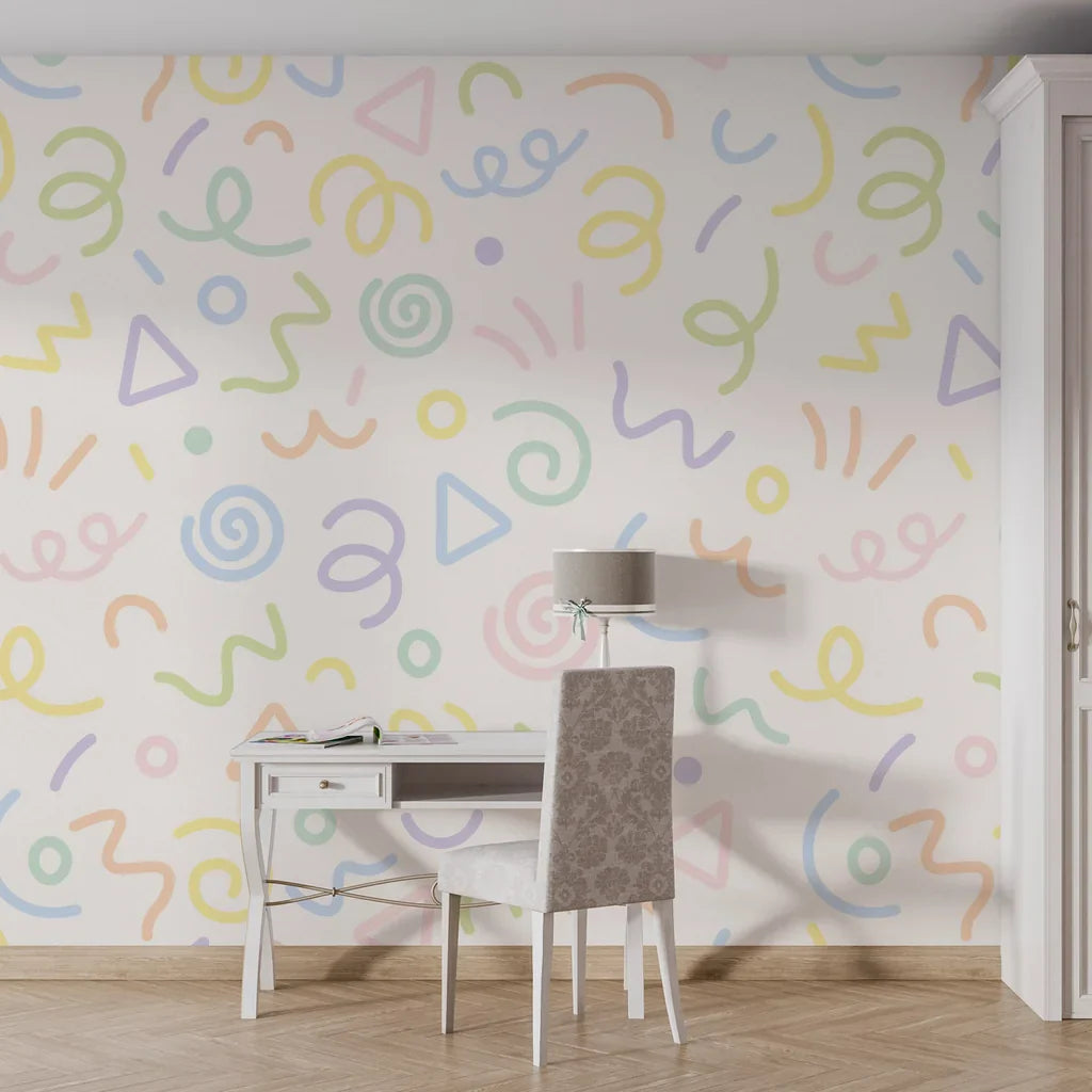 Soft pink and beige nautical crab damask pattern on self-adhesive peel and stick wallpaper - Sweet Sprinkle