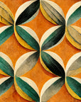 Tangerine Orbit vibrant orange geometric leaf wallpaper