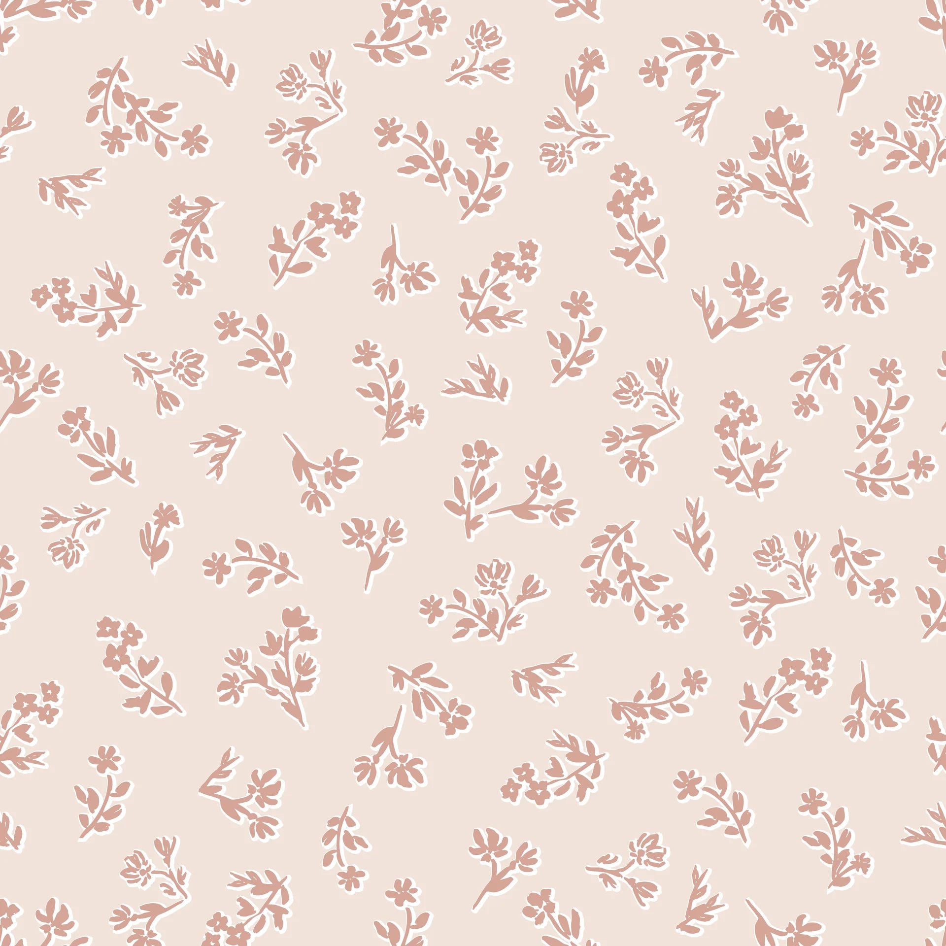 Smooth blush floral sprig peel and stick wallpaper - Tender Light