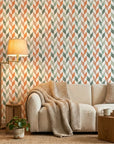 Terra & Sage modern geometric peel and stick wallpaper adding character to a cozy bedroom