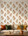 Smooth terracotta carnation floral sprig peel and stick wallpaper - Terracotta Carnation
