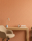 Matte terracotta geometric maze labyrinth peel and stick wallpaper - Terracotta Labyrinth adding character to a bedroom