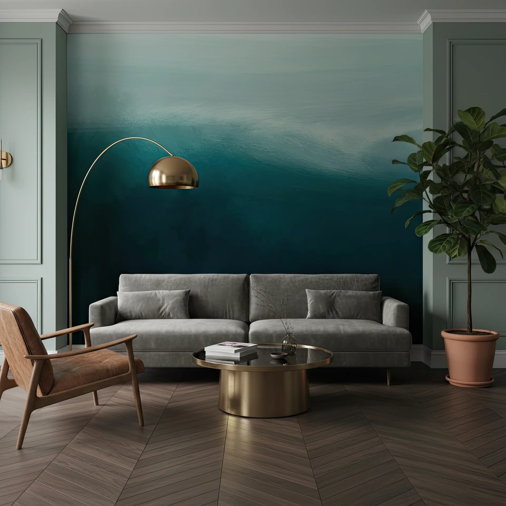 Serene wall covering with subtle color shift and soft texture