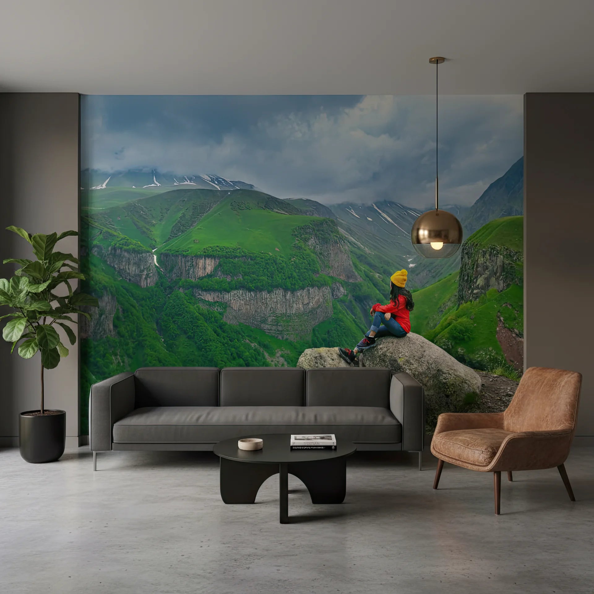 Landscape featuring prominent edge and scenic drop peel and stick