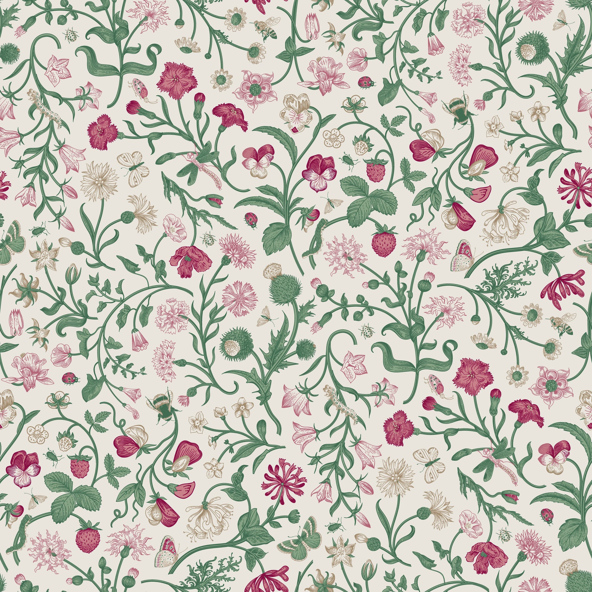 Smooth peel and stick wallpaper with vintage wildflowers - Thistle &amp; Clover
