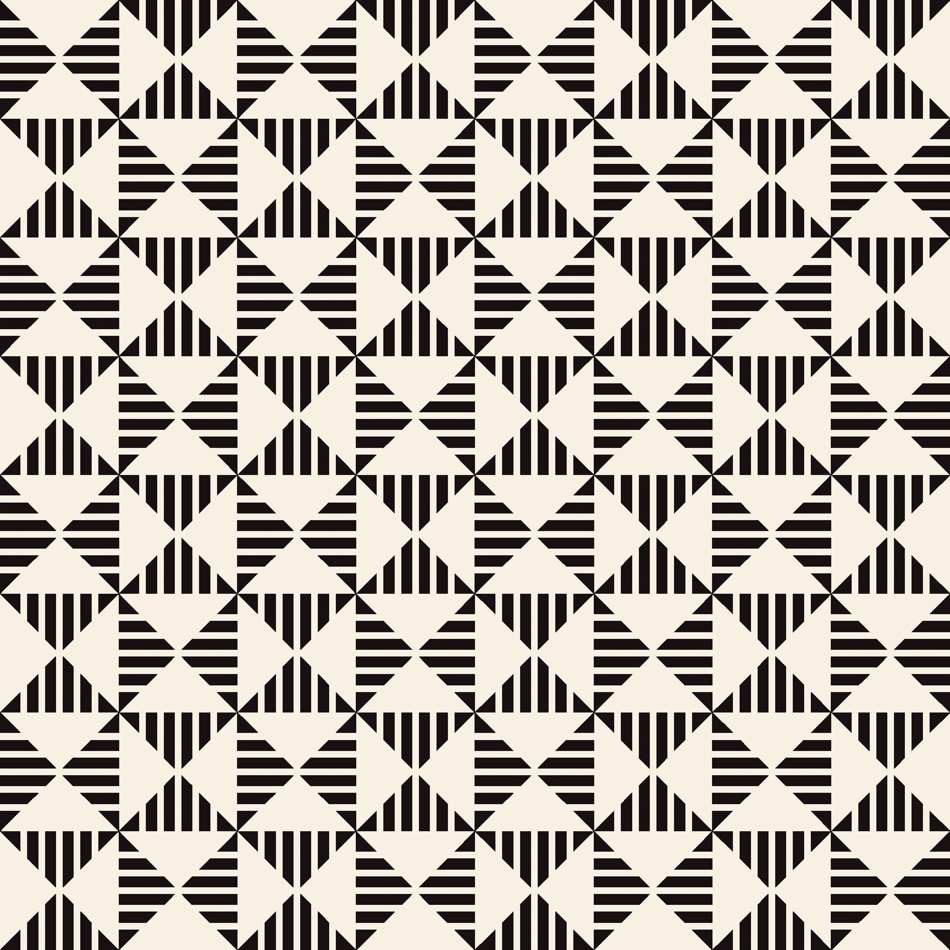 Self-adhesive wallpaper featuring Ticking Wings design, a monochrome pattern of geometric triangles and stripes