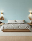 Tidal Hum modern blue wave wallpaper adding character to a cozy bedroom
