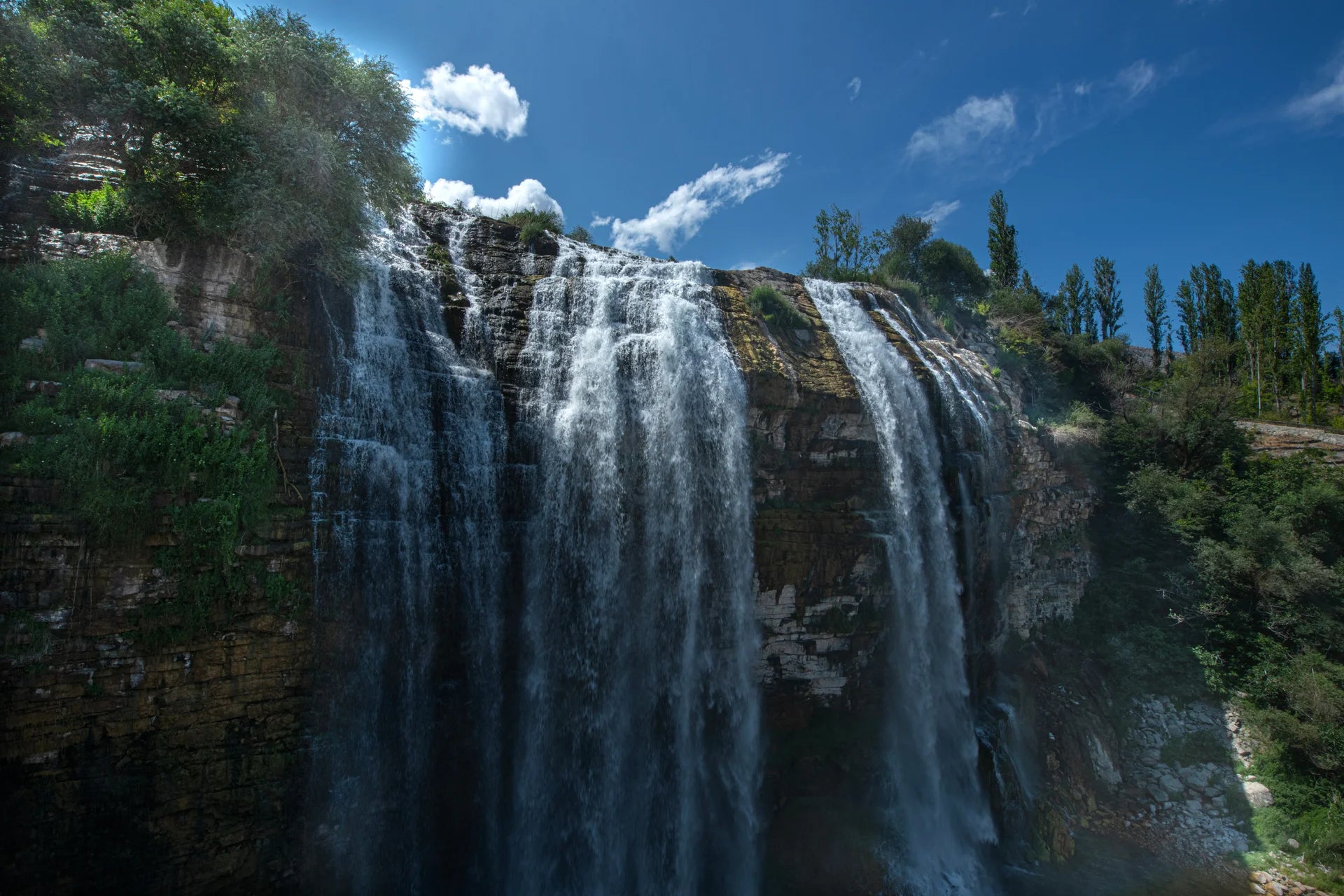 Layered natural force in tiered landscape removable wallpaper