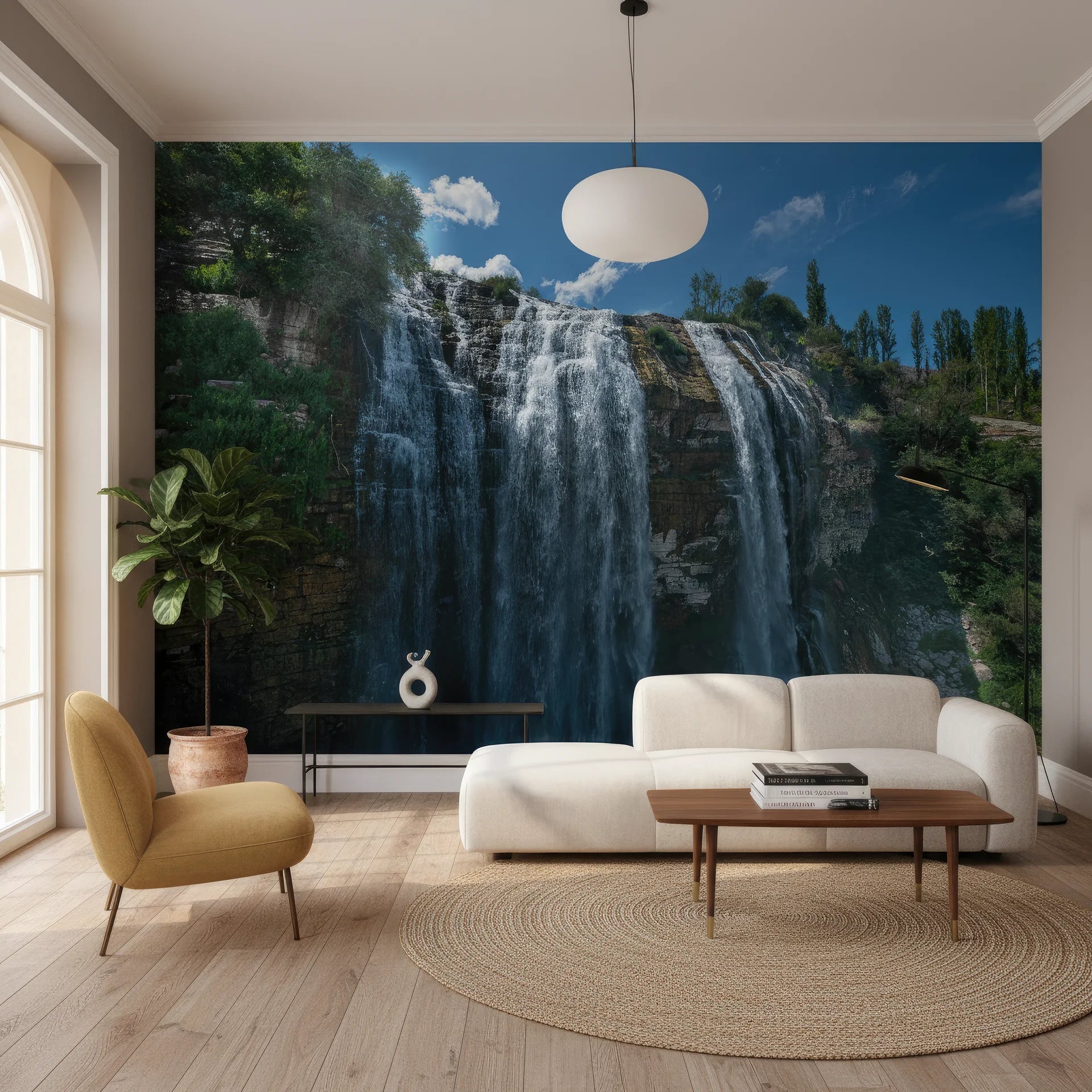 Layered waterfall or terrain showing natural power removable wallpaper