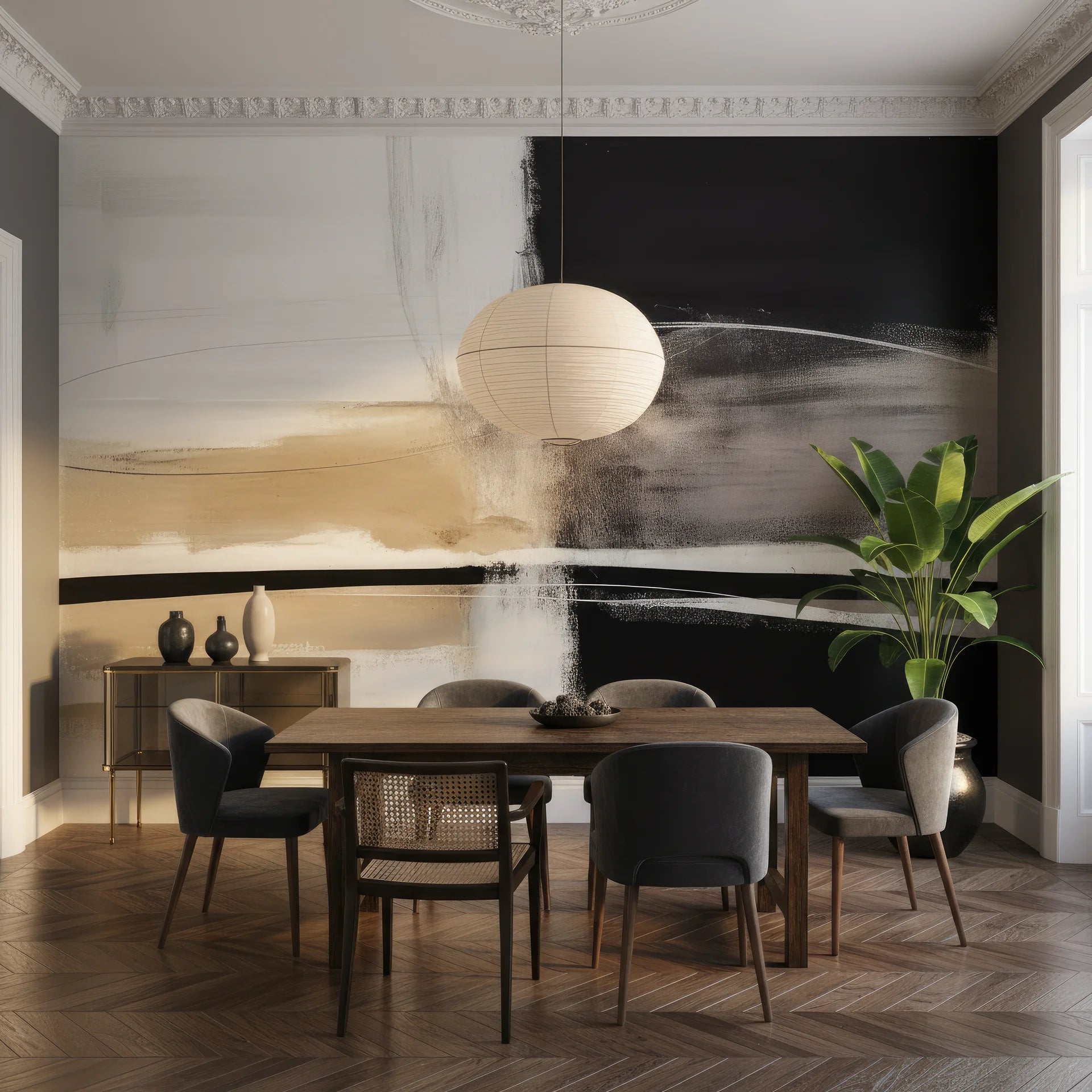 Artistic black and white wallpaper sample with striking contrast