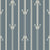 Art Deco Tranquility Tapestry wallpaper with slate blue background and cream geometric scroll motifs in vertical stripes