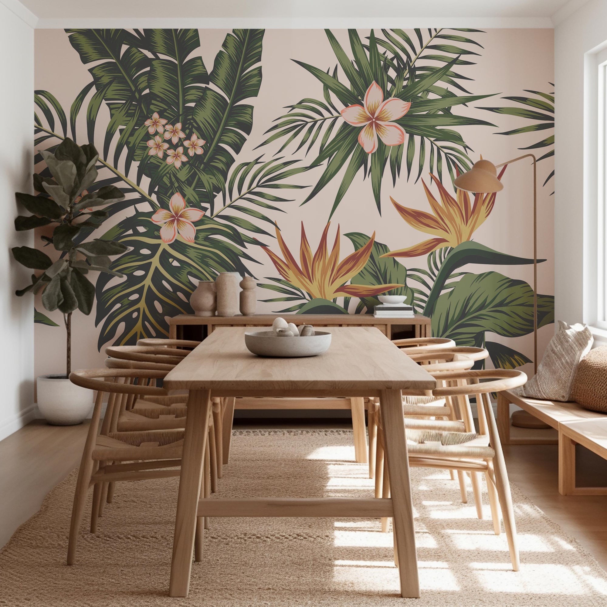 Tropical Bloom tropical wallpaper pattern detail with vibrant floral elements for statement walls