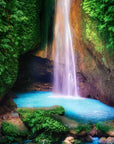 Jewel-toned turquoise waterfall scenery removable wallpaper