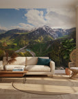 Scenic valley landscape with turquoise water features removable wallpaper